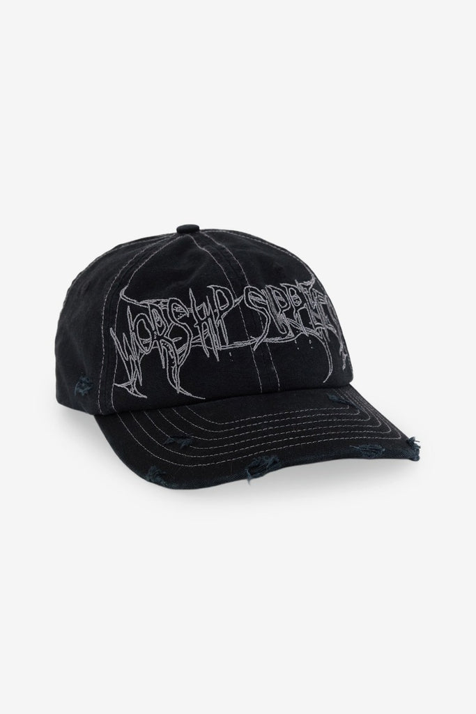 WORSHIP SUPPLIES SPINAL 6 PANEL HAT - WASHED BLACK