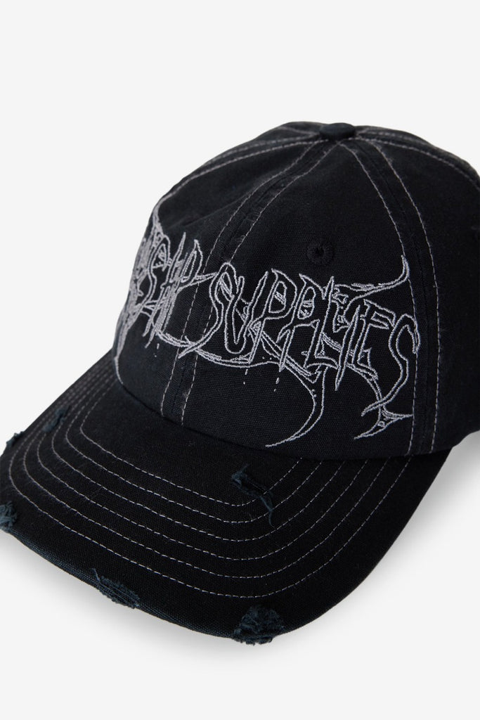 WORSHIP SUPPLIES SPINAL 6 PANEL HAT - WASHED BLACK