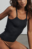 BARE BY CHARLIE HOLIDAY TOPS BARE RIBBED KNIT TANK - MIDNIGHT BLACK