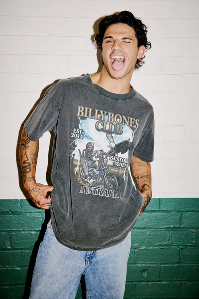 BILLY BONES CLUB MENS T-SHIRTS BILLY BONES CLUB FAST RIDERS TEE - WASHED BLACK