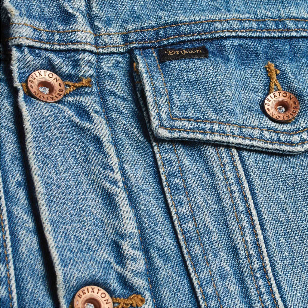 BRIXTON JACKETS BRIXTON CABLE SHERPA DENIM JACKET - FADED INDIGO