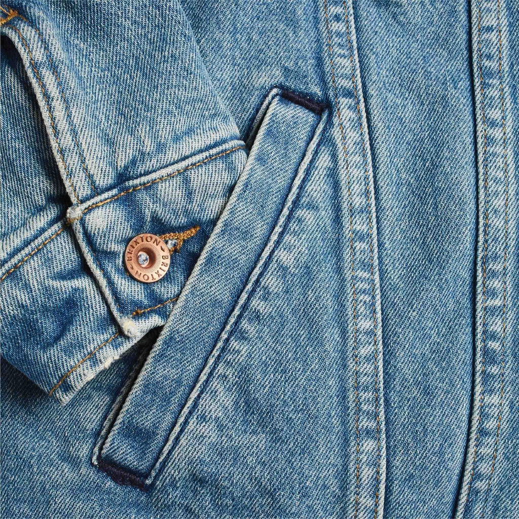 BRIXTON JACKETS BRIXTON CABLE SHERPA DENIM JACKET - FADED INDIGO