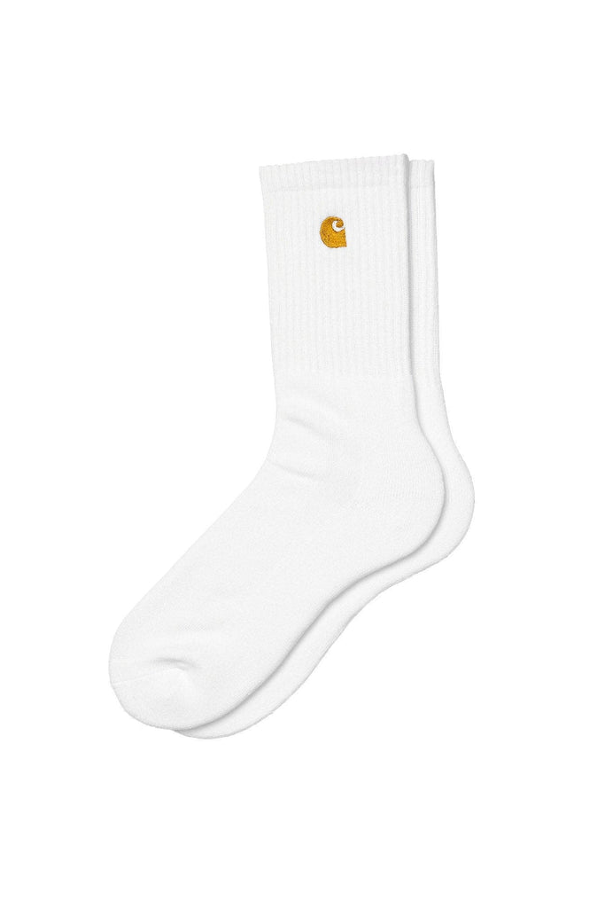 A pair of the Carhartt WIP Chase Socks in White laid flat.