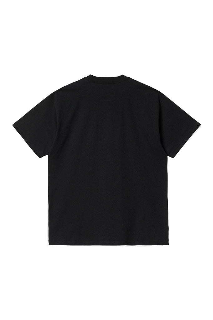 The Carhartt T Shirt - Chocolate Bar in Black shown from the back.