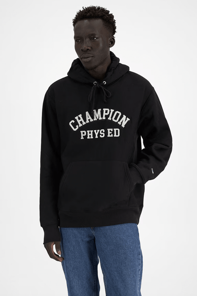 CHAMPION HOODIES CHAMPION REVERSE WEAVE COLLEGIATE PHYS ED HOODIE - BLACK