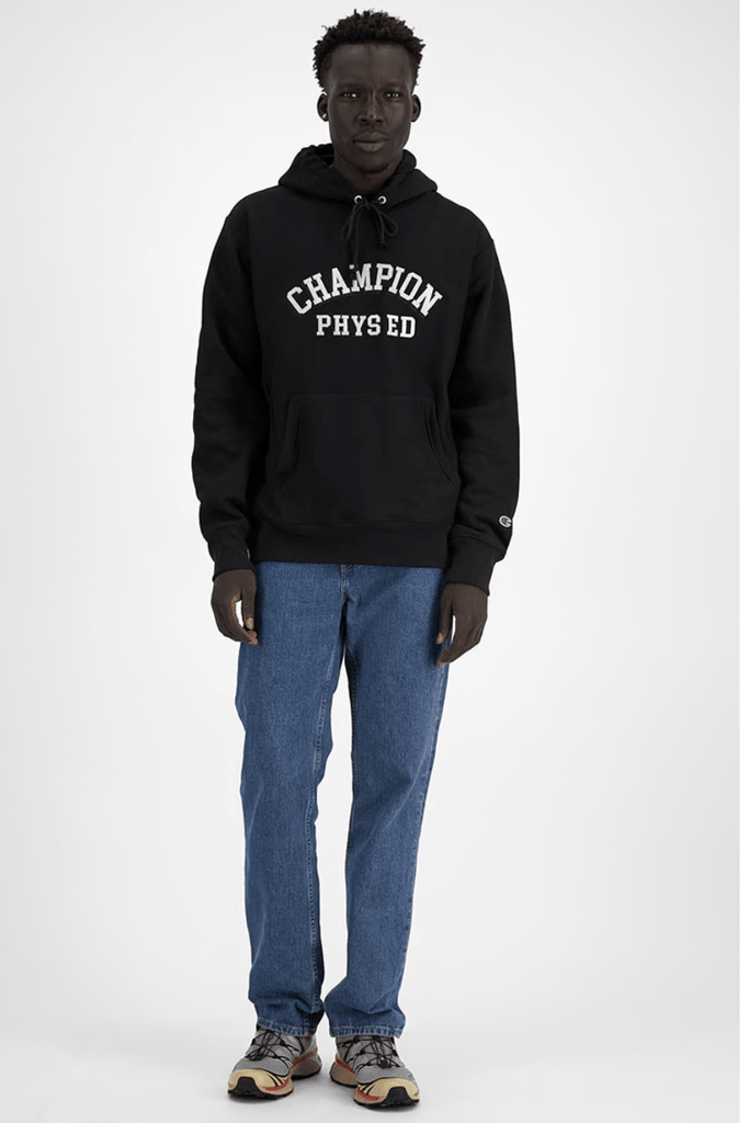 CHAMPION HOODIES CHAMPION REVERSE WEAVE COLLEGIATE PHYS ED HOODIE - BLACK