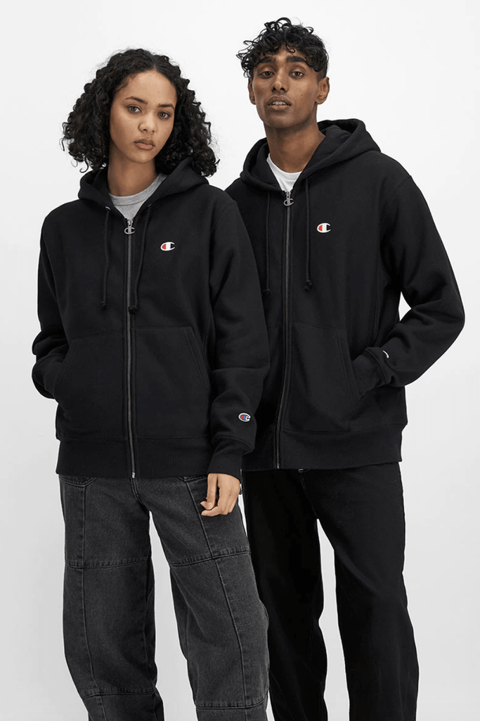 CHAMPION REVERSE WEAVE ZIP THROUGH HOODIE BLACK Pretty Rad Store