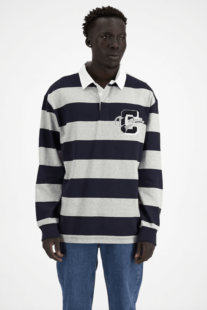 CHAMPION POLO CHAMPION HERITAGE COLLEGIATE LONG SLEEVE RUGBY SHIRT - STRIPE