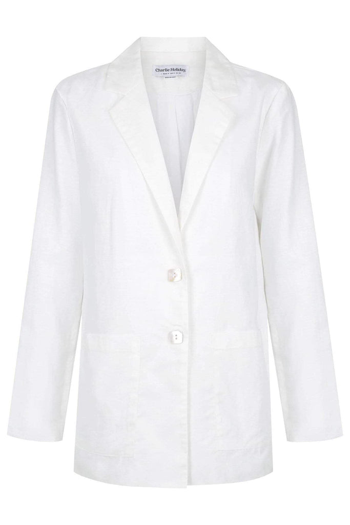 CHARLIE HOLIDAY TOPS CHARLIE HOLIDAY SHELL BLAZER - WHITE