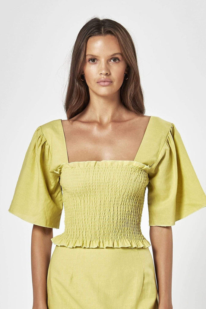 CHARLIE HOLIDAY TOPS CHARLIE HOLIDAY TUSCANY TOP - CHARTREUSE