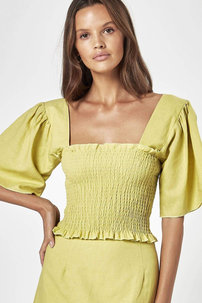 CHARLIE HOLIDAY TOPS CHARLIE HOLIDAY TUSCANY TOP - CHARTREUSE