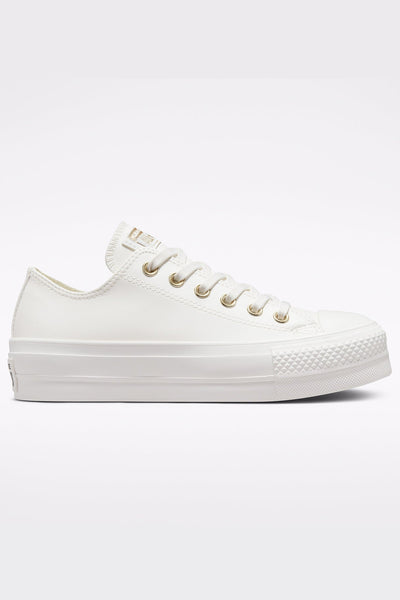 CONVERSE CONS FOOTWEAR Copy of CONVERSE CHUCK TAYLOR ALL STAR LIFT SYNTHETIC LEATHER LOW - VINTAGE WHITE/GOLD