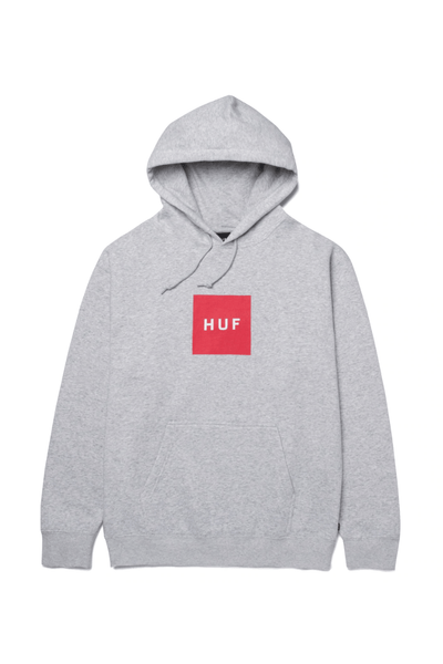 HUF HOODIES HUF ESSENTIALS BOX LOGO PULL OVER HOODIE - ATHLETIC GREY