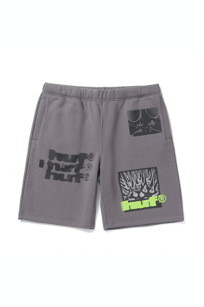 HUF MENS T-SHIRTS HUF VIRUS FLEECE SHORT - CHARCOAL