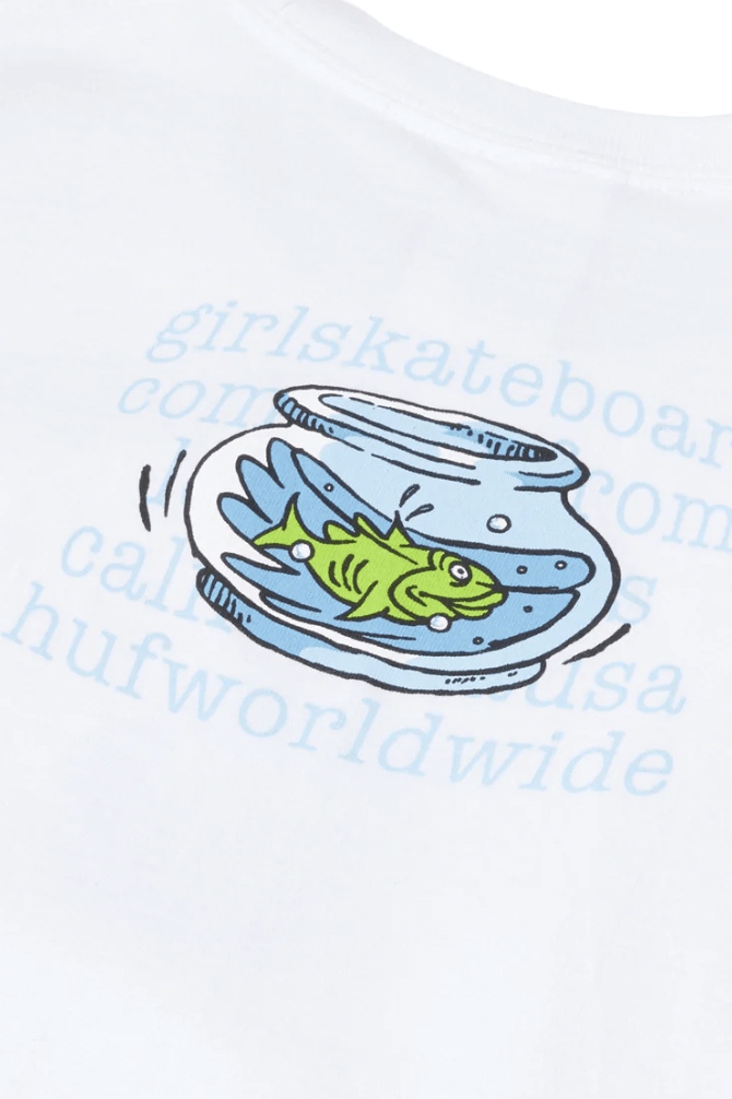 HUF MENS T-SHIRTS HUF x GIRL LIMITED EDITION FISH BOWL S/S TEE - WHITE