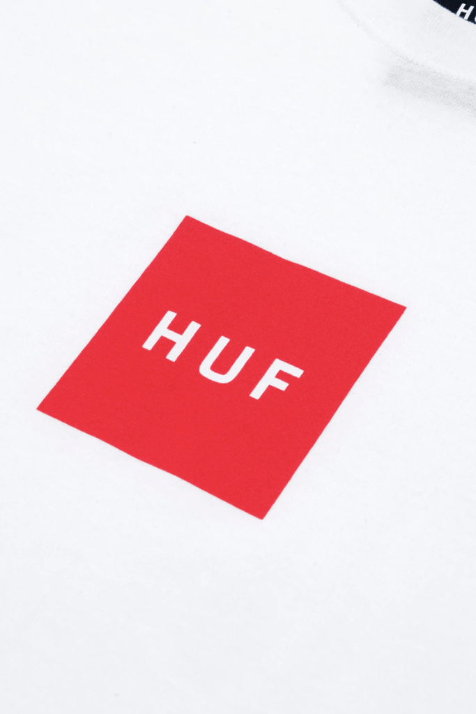 HUF TEES HUF ESSENTIALS BOX LOGO TEE - WHITE/RED