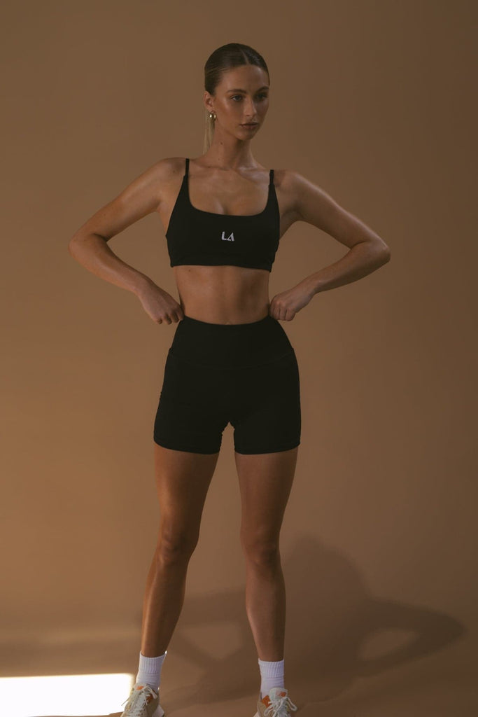 LAHANA SWIM ACTIVEWEAR LAHANA ACTIVE MABEL CROP - BLACK