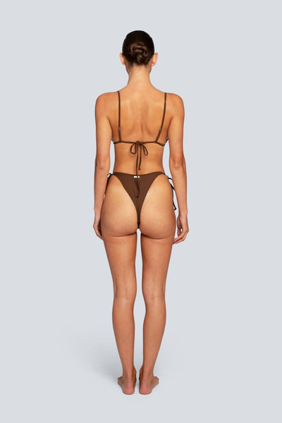 LAHANA SWIM SWIMWEAR LAHANA AMARA SIDE TIE BIKINI BOTTOM - RIBBED BROWN