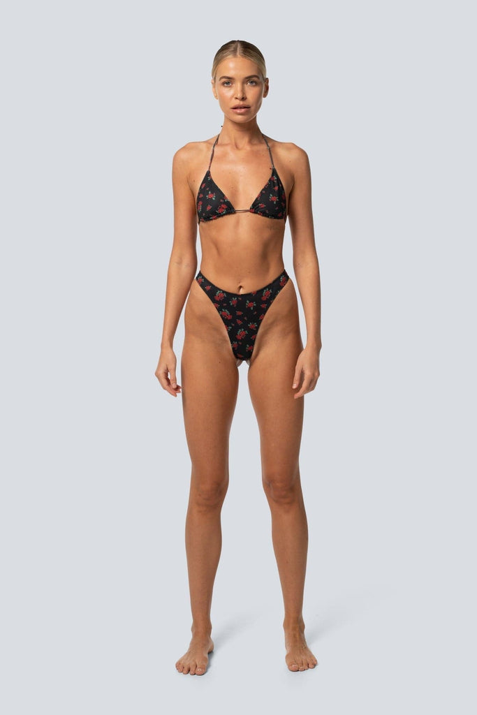 LAHANA SWIM SWIMWEAR LAHANA BILLY HIGH CUT BIKINI BOTTOMS - BLACK ROSE