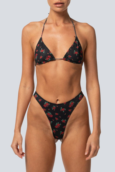 LAHANA SWIM SWIMWEAR LAHANA BILLY TRIANGLE BIKINI TOP - BLACK ROSE