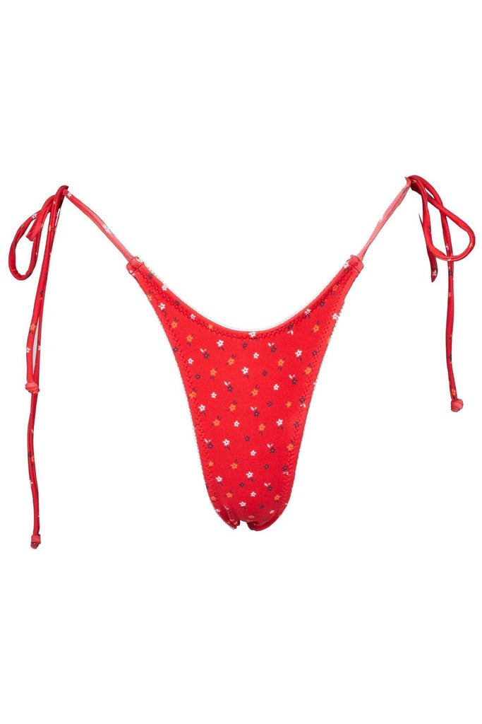 LAHANA SWIM SWIMWEAR LAHANA DULCE SIDE TIE BIKINI BOTTOM - RED FLORAL