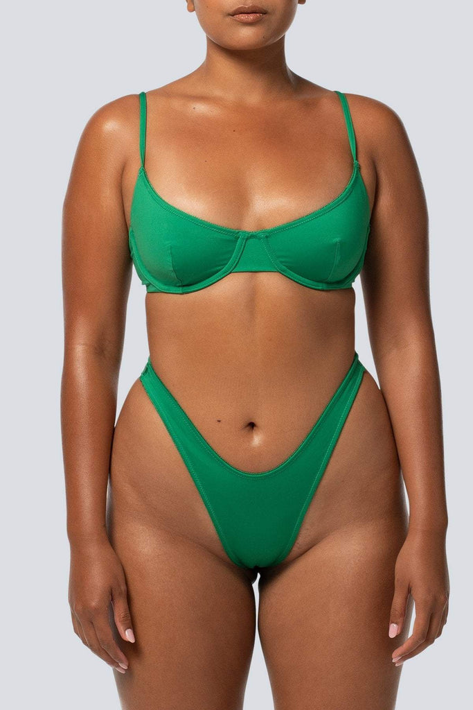 LAHANA SWIM SWIMWEAR LAHANA EMILIA HIGH CUT BIKINI BOTTOM - EMERALD GREEN