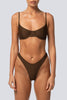 LAHANA SWIM SWIMWEAR LAHANA EMILIA HIGH CUT BIKINI BOTTOM - RIBBED BROWN