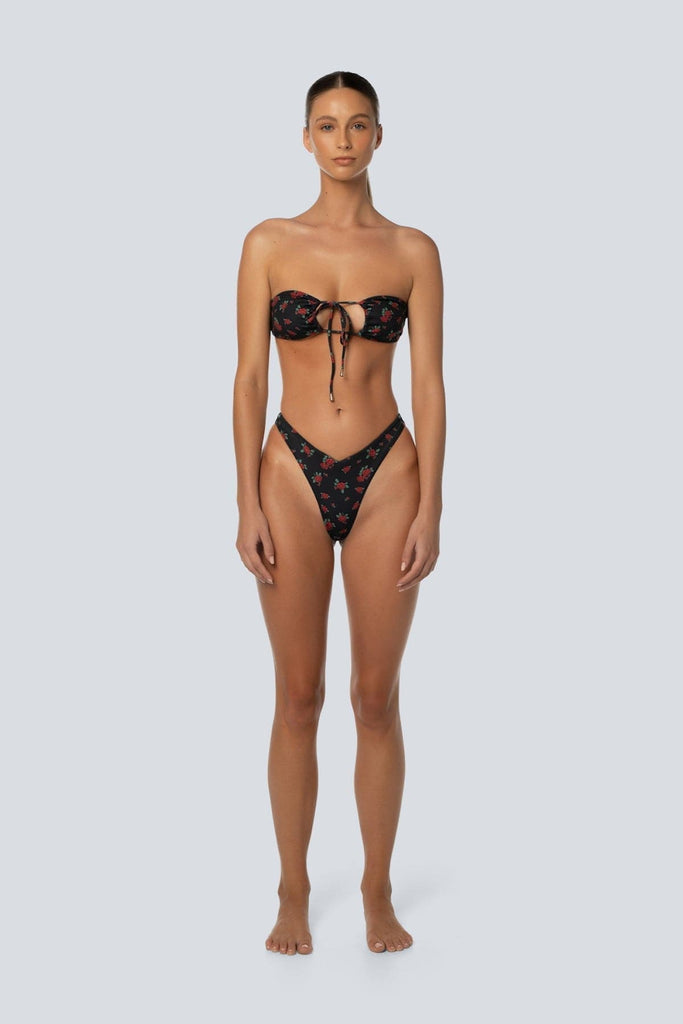 LAHANA SWIM SWIMWEAR LAHANA FOX BANDEAU BIKINI TOP - BLACK ROSE