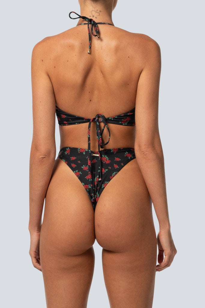 LAHANA SWIM SWIMWEAR LAHANA FOX V SHAPE CHEEKY BIKINI BOTTOMS - BLACK ROSE