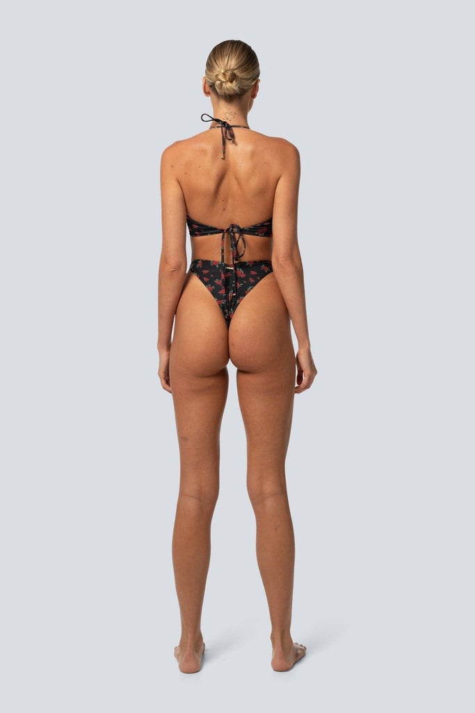 LAHANA SWIM SWIMWEAR LAHANA FOX V SHAPE CHEEKY BIKINI BOTTOMS - BLACK ROSE