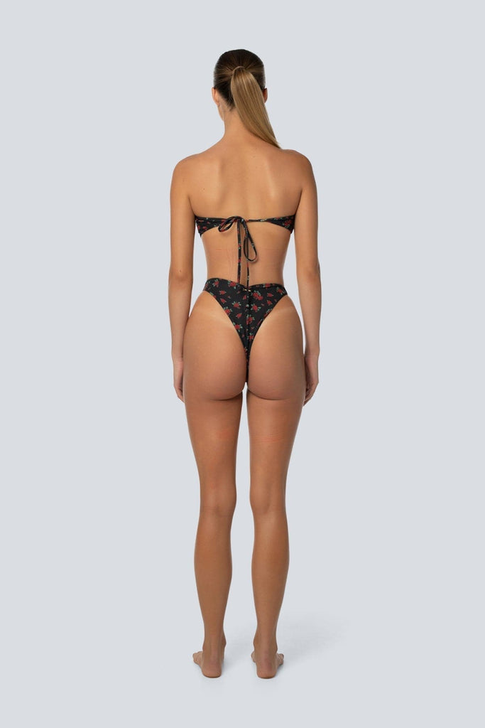 LAHANA SWIM SWIMWEAR LAHANA FOX V SHAPE CHEEKY BIKINI BOTTOMS - BLACK ROSE