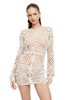 LIONESS LADIES PANTS LIONESS ATZARÓ CROCHET MINI DRESS - ALMOND