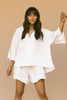 LULLABY CLUB SHORTS LULLABY CLUB LUXE LOUNGE SHIRT - WHITE