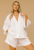 LULLABY CLUB SHORTS LULLABY CLUB LUXE LOUNGE SHIRT - WHITE