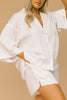 LULLABY CLUB SHORTS LULLABY CLUB LUXE LOUNGE SHIRT - WHITE