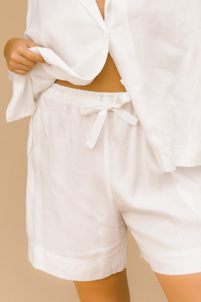 LULLABY CLUB SHORTS LULLABY CLUB LUXE LOUNGE SHIRT - WHITE