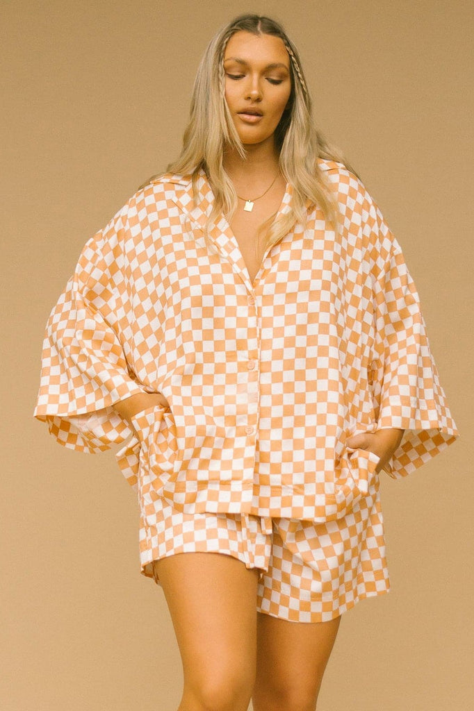 LULLABY CLUB SHORTS LULLABY CLUB LUXE LOUNGE SHORTS - CHECKER