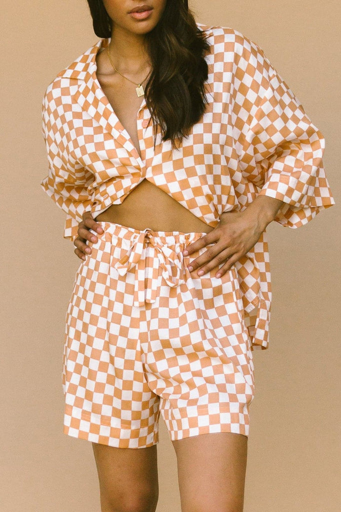 LULLABY CLUB SHORTS LULLABY CLUB LUXE LOUNGE SHORTS - CHECKER