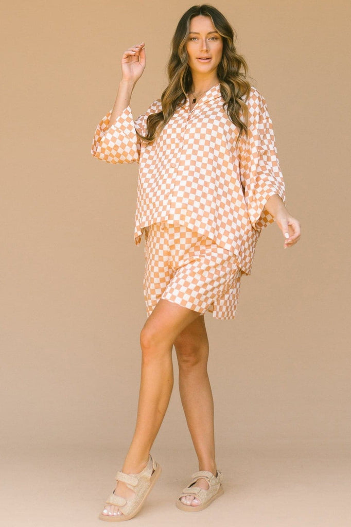LULLABY CLUB SHORTS LULLABY CLUB LUXE LOUNGE SHORTS - CHECKER
