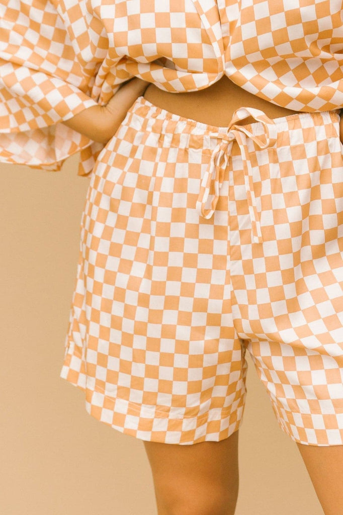 LULLABY CLUB SHORTS LULLABY CLUB LUXE LOUNGE SHORTS - CHECKER