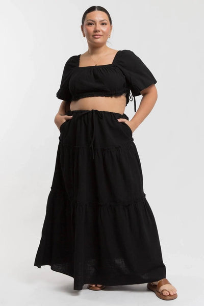 LULLABY CLUB SKIRTS LULLABY CLUB DAHLIA MAXI SKIRT -JETT  BLACK