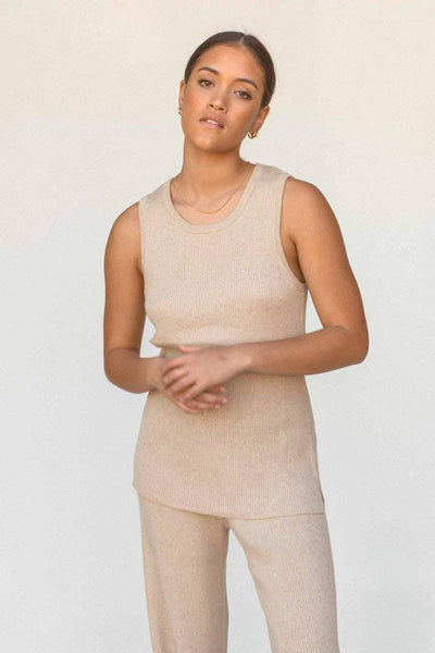 LULLABY CLUB TOPS LULLABY CLUB FLORA KNIT TANK - DUNES