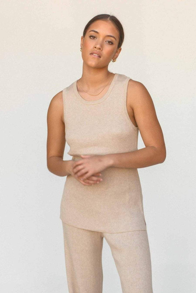 LULLABY CLUB TOPS LULLABY CLUB FLORA KNIT TANK - DUNES