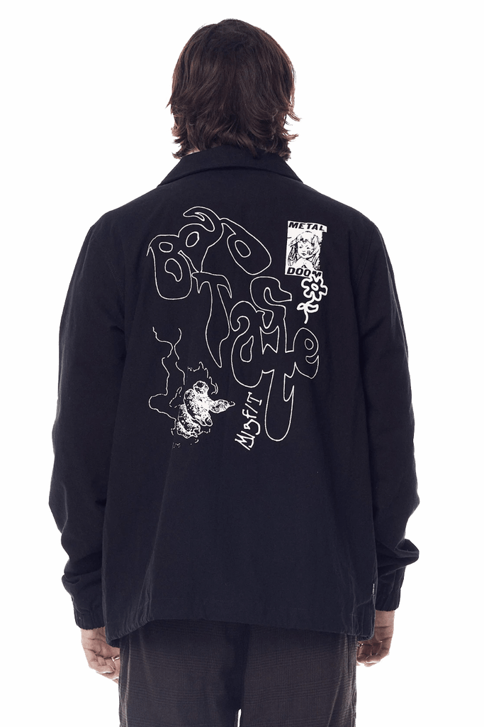 MISFIT APPAREL CREW NECK MISFIT COLCUTTA COACHES JACKET - BLACK