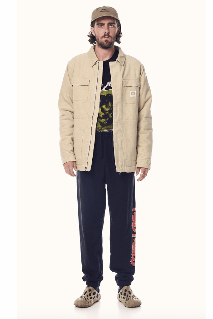 MISFIT APPAREL CREW NECK MISFIT PARALLELS WORKER JACKET - OFF WHITE