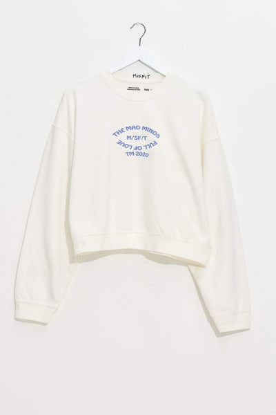 MISFIT APPAREL JUMPER MISFIT FULL OF IT CROPPED CREW - WASHED WHITE