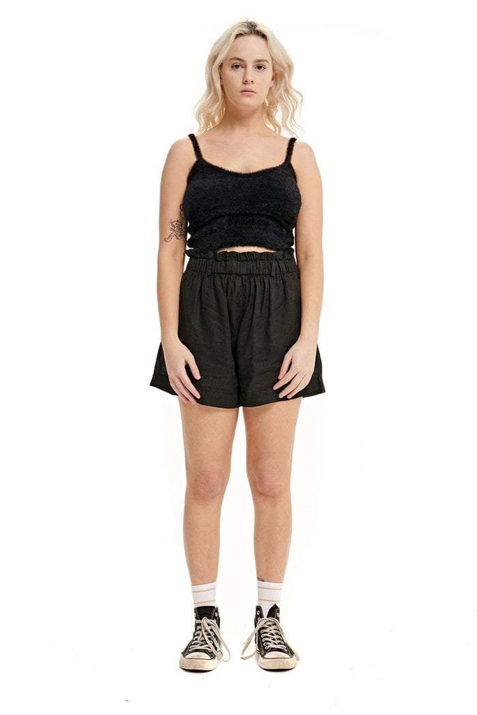 MISFIT APPAREL LADIES PANTS MISFIT MOTION READS LINEN SHORT - BLACK