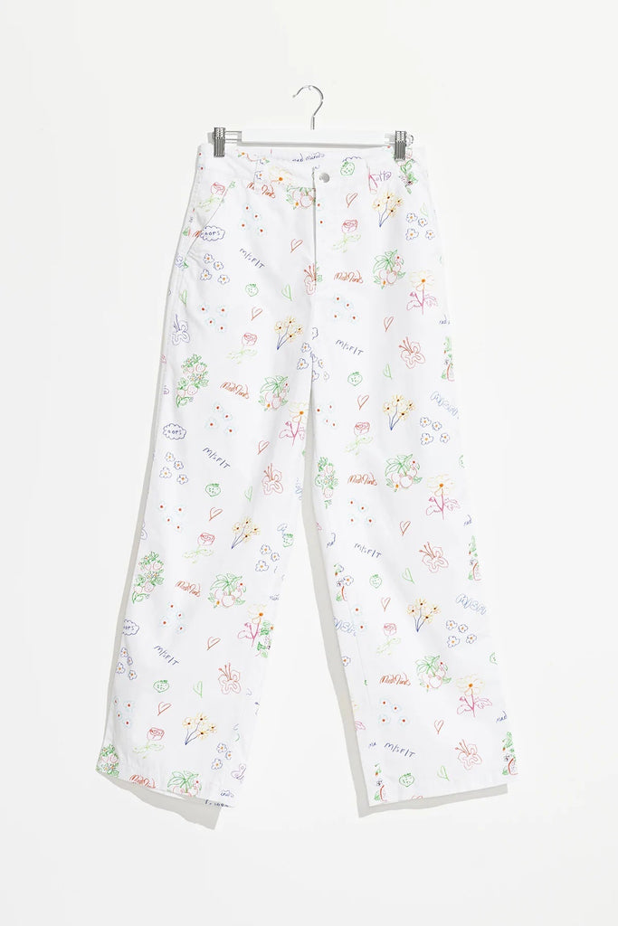 MISFIT APPAREL LADIES PANTS MISFIT TARIFA GROON PANTS - WHITE MULTI