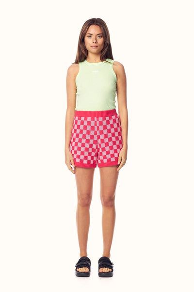 MISFIT APPAREL LADIES SHORTS MISFIT DONOR HEIGHTS KNITTED SHORT - CANDY PINK