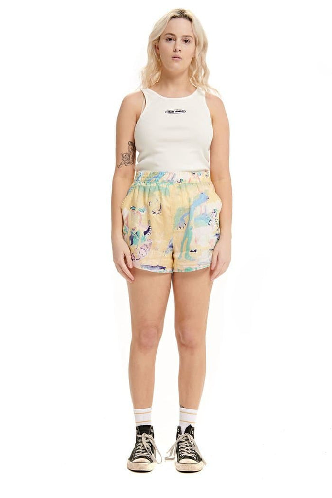 MISFIT APPAREL LADIES SHORTS MISFIT JUNGLE SOUP LINEN SHORT - MULTI